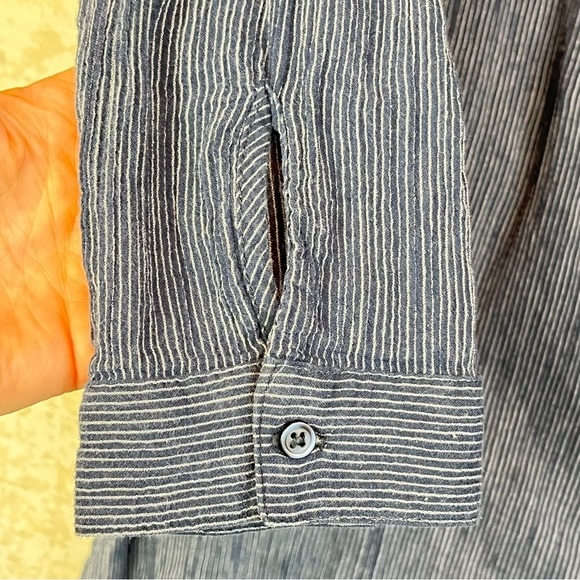 Women's Organic Cotton Tunic Top Railroad Stripe Hidden Buttons Peppy Natural 42 - Picture 5 of 16